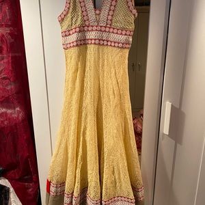 Yellow and red anarkali